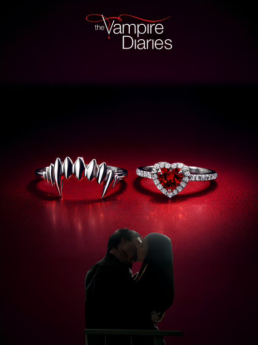 Damon and Elena "Fangs" Couple Rings